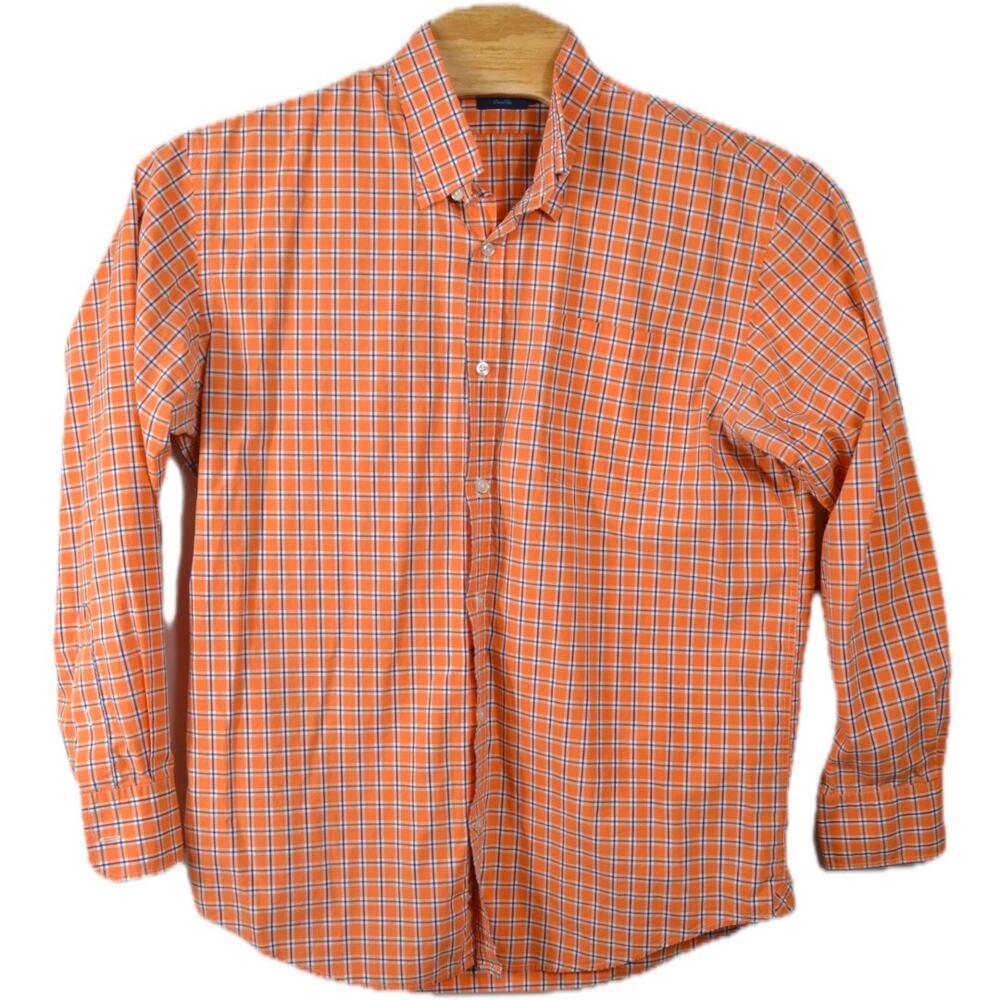 LINCS David Chu XL Orange Plaid Button Down Shirt